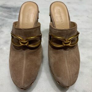 Veronica Beard suede platform mules